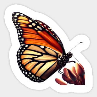 Monarch Butterfly on Flower Sticker